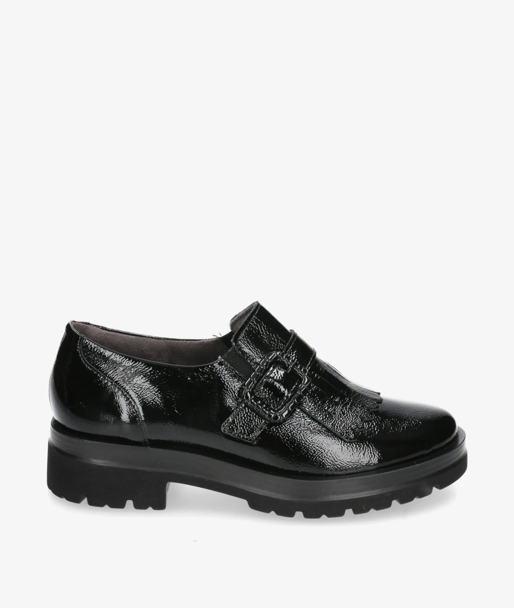 Mujer Pitillos Mocasines*DOBLE PISO 10097 en charol negro