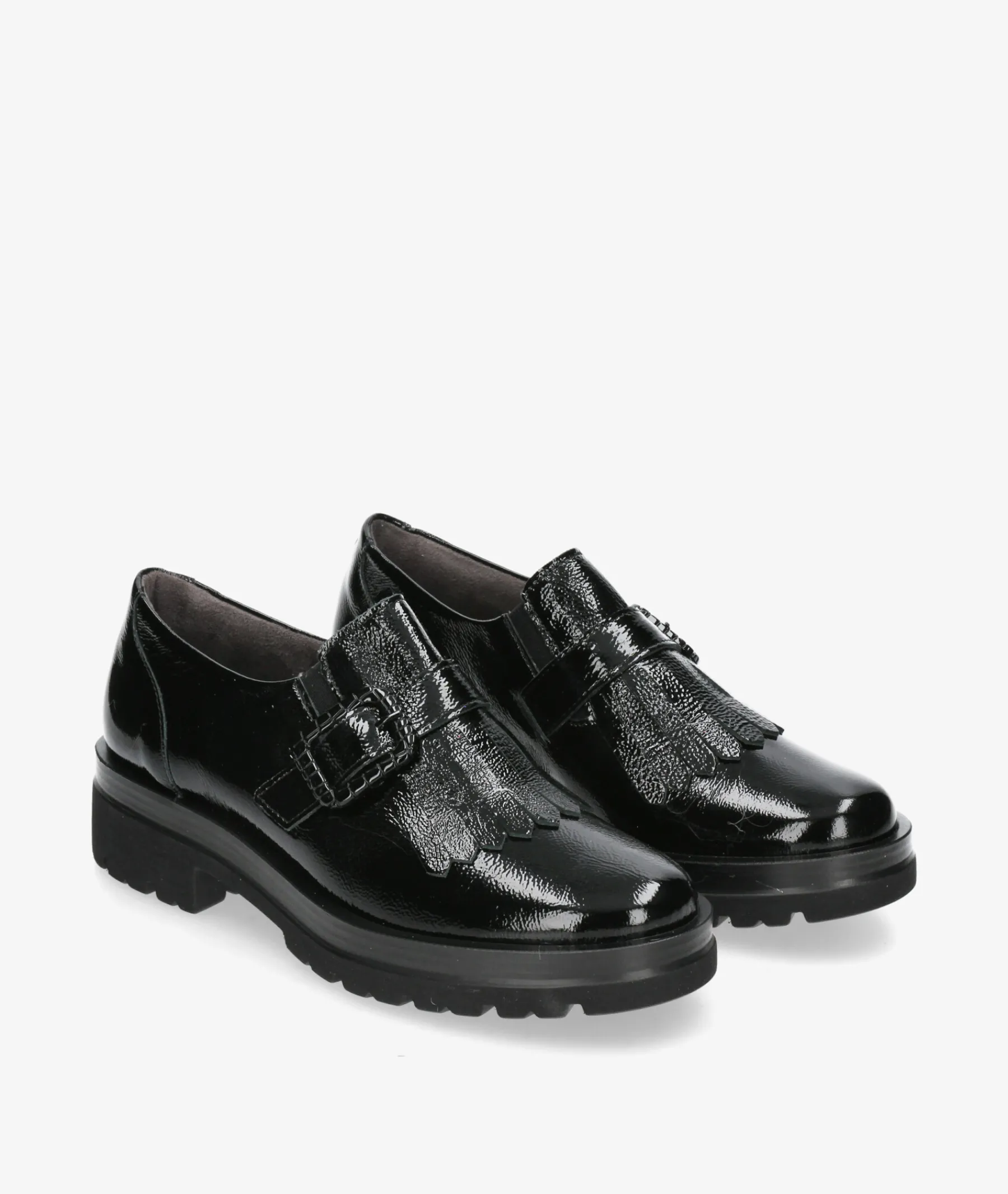 Mujer Pitillos Mocasines*DOBLE PISO 10097 en charol negro