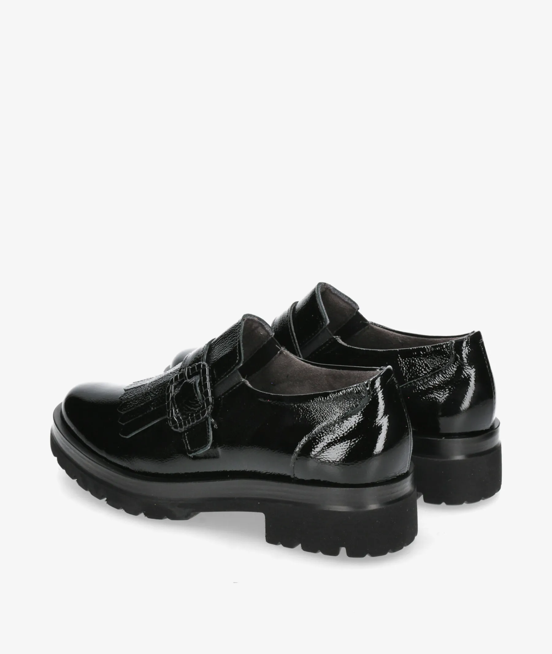 Mujer Pitillos Mocasines*DOBLE PISO 10097 en charol negro