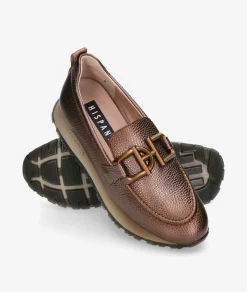 Mujer Hispanitas Mocasines*Mocasines HI254386 en taupe metalizado