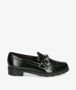 Mujer Pitillos Mocasines*Mocasines 10180 en charol negro