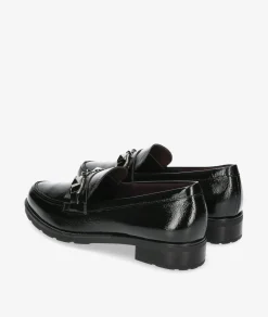 Mujer Pitillos Mocasines*Mocasines 10180 en charol negro