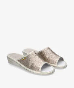 Mujer Nordikas Zapatillas De Casa*pinky 1924/8 en taupe metalizado