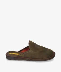 Hombre Nordikas Zapatillas De Casa*Zapatillas de casa 236/F en serraje kaki