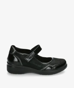 Mujer Amarpies Zapatos Confort|Merceditas*Zapatos confort 29381 en charol negro