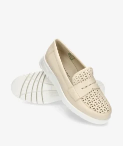 Mujer Pitillos Mocasines*Zapatos confort 20304 en beige