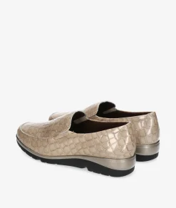Mujer Pitillos Mocasines*Zapatos confort 10003 en charol hueso
