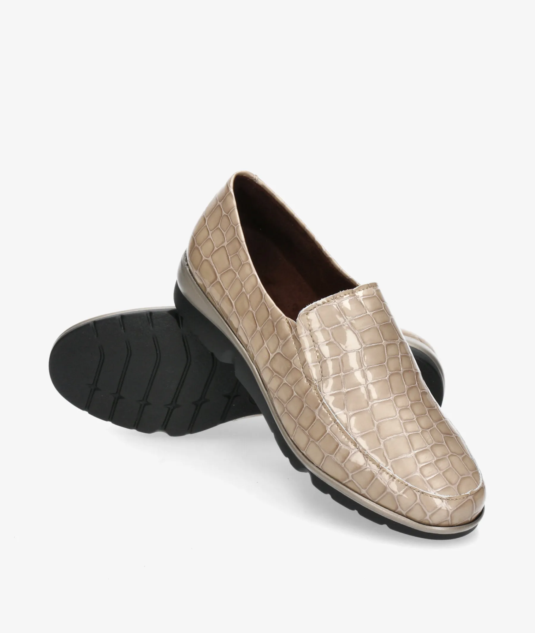 Mujer Pitillos Mocasines*Zapatos confort 10003 en charol hueso