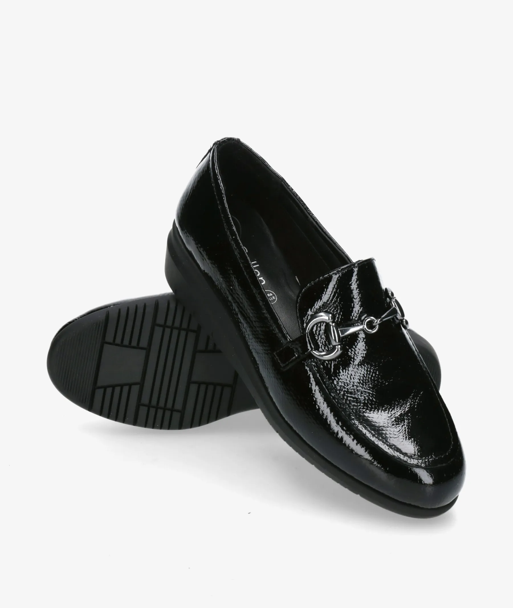 Mujer St Gallen Mocasines*Zapatos confort St. Gallen ESTRIBI 23-05-21771 ART 19541 en charol negro