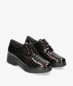 Mujer Pitillos Bluchers Y Zapatos Con Cordones*Zapatos inglés 10057 en charol burdeos