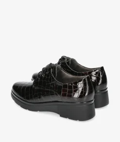 Mujer Pitillos Bluchers Y Zapatos Con Cordones*Zapatos inglés 10057 en charol burdeos