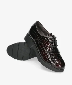 Mujer Pitillos Bluchers Y Zapatos Con Cordones*Zapatos inglés 10057 en charol burdeos