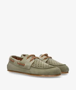 Mujer Mustang Náuticos Mujer*Zapatos 56365 en serraje kaki