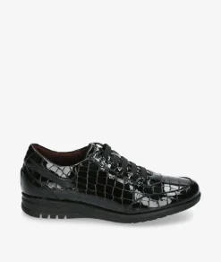 Mujer Blanco y negro Bluchers Y Zapatos Con Cordones*Zapatos planos 20202 en charol negro